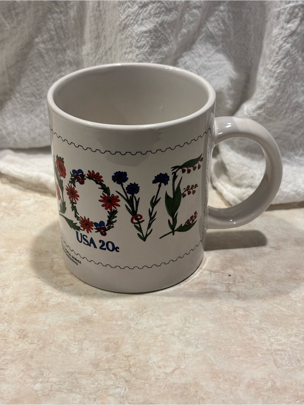 Vintage USPS 1982 Coffee Mug with Love USA 20 cents.